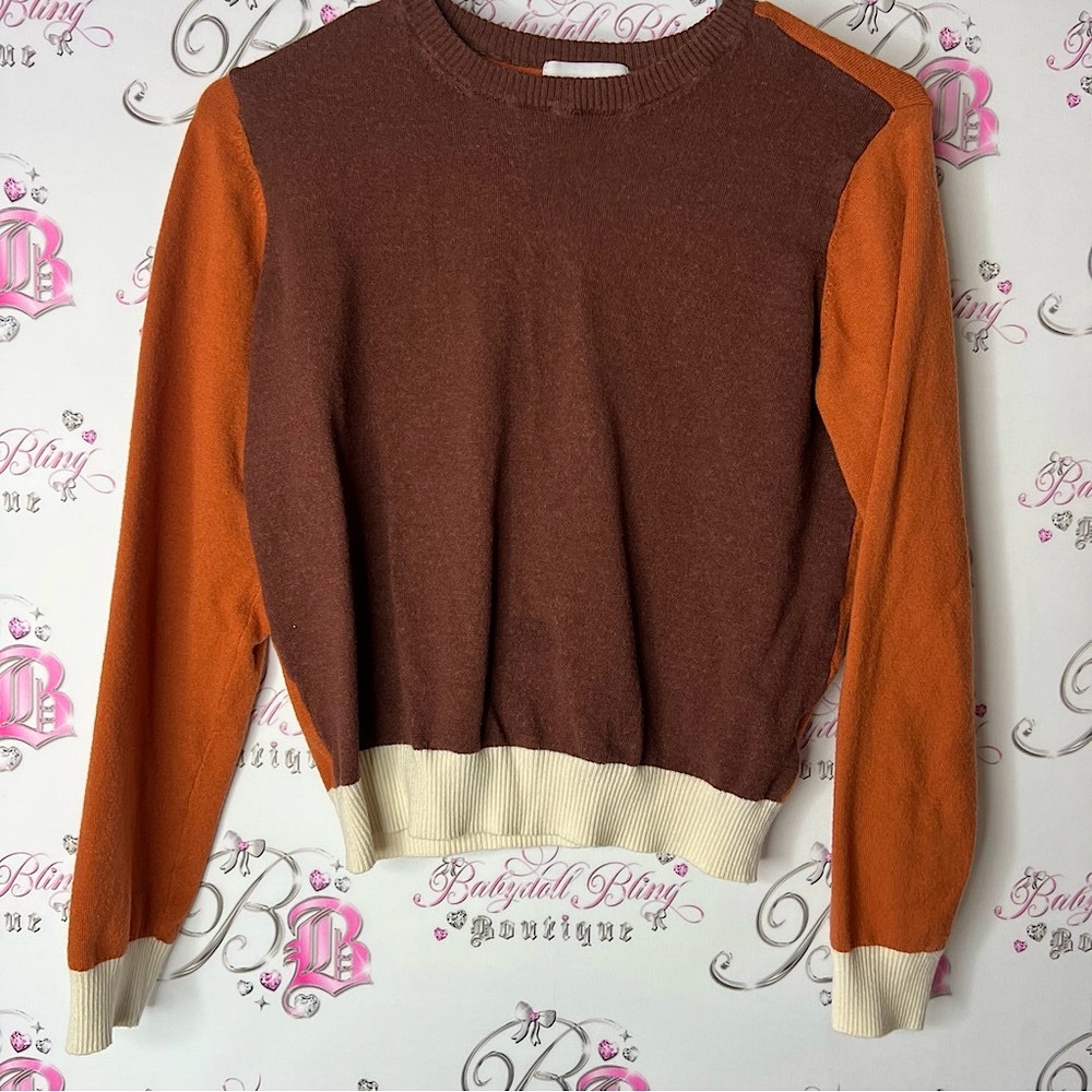 Compania fantastica pull over Colorblock Sweater - Brown and Orange rusty brown